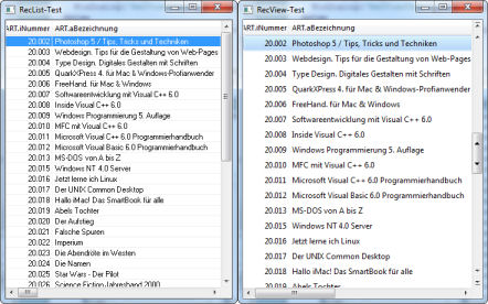 RecList und RecView