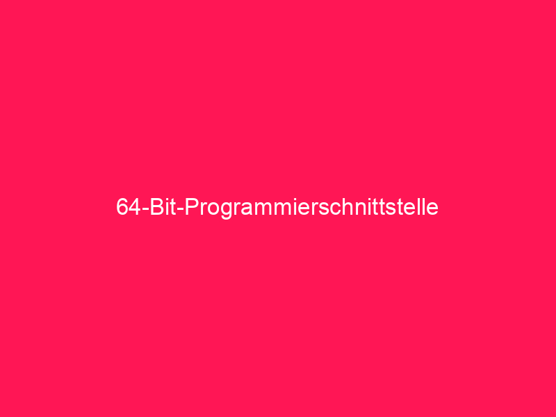 64-Bit-Programmierschnittstelle | conzept 16
