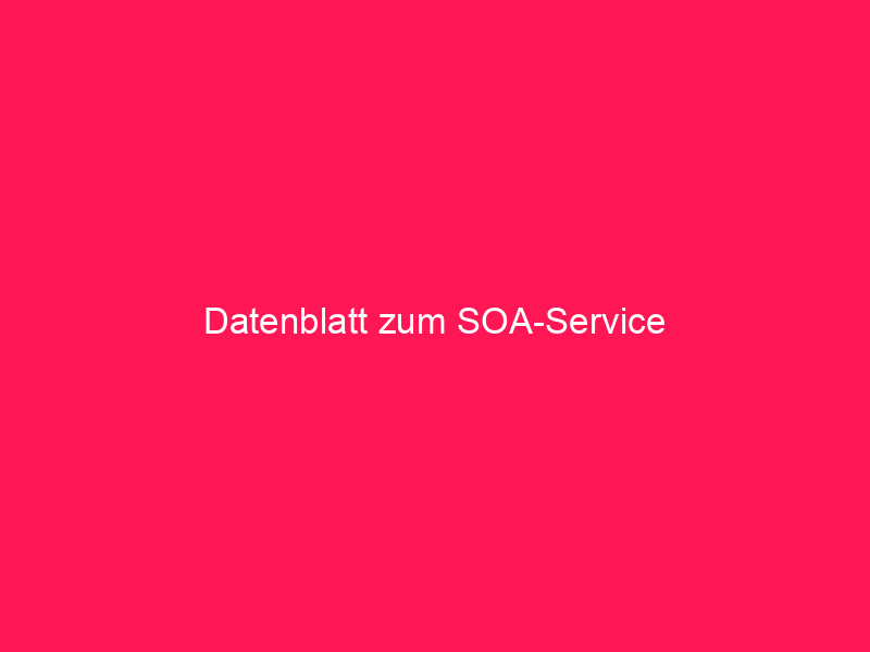 Datenblatt zum SOA-Service | conzept 16 Blog
