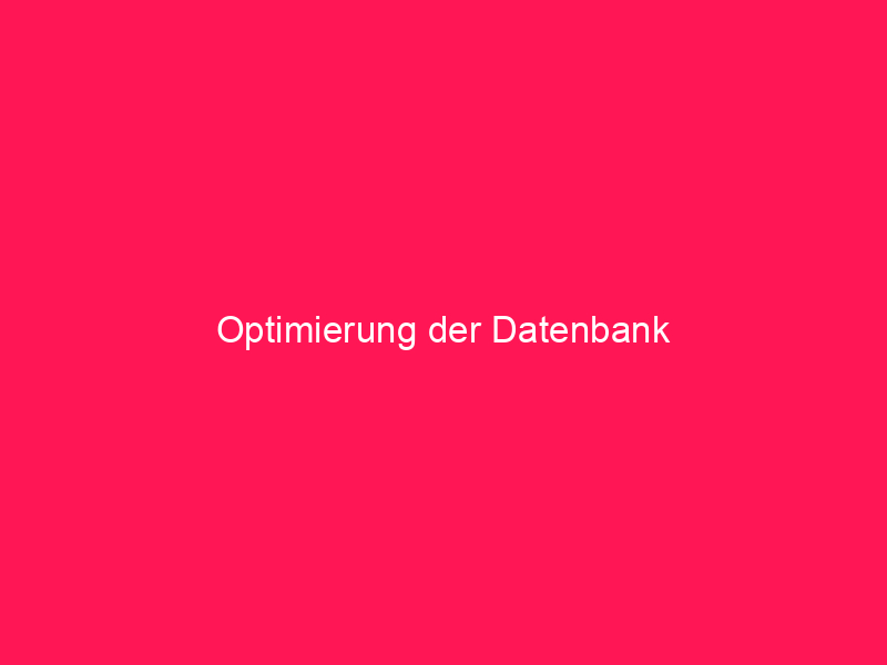 Optimierung der Datenbank | conzept 16 Blog