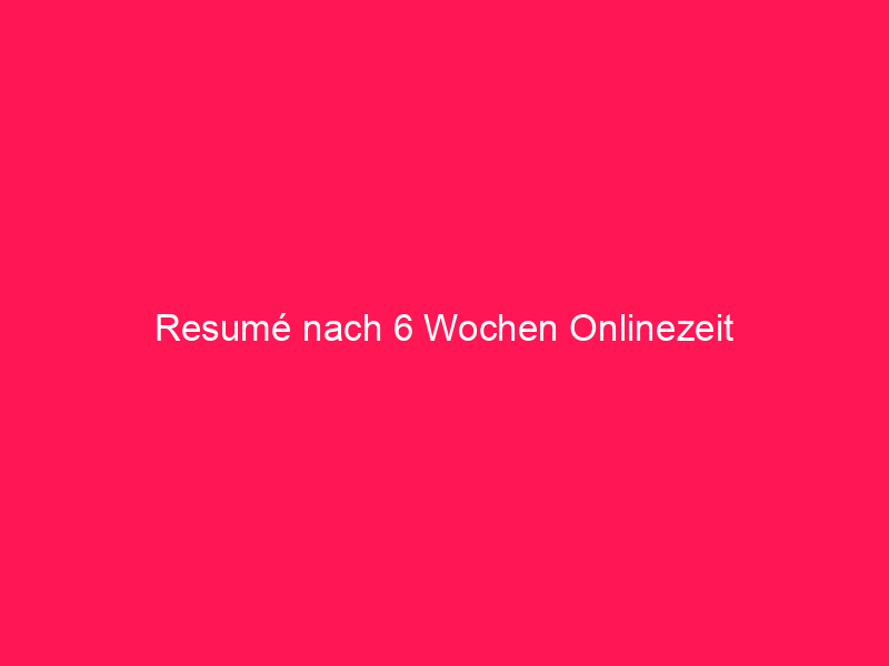 Resumé nach 6 Wochen Onlinezeit | conzept 16 Blog